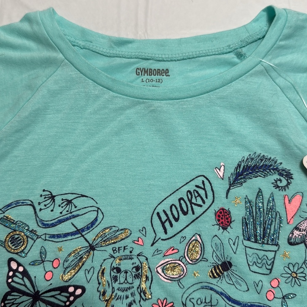 Gymboree Teal Heart Graphic Tee large 10/12 NWT - Picture 2 of 7